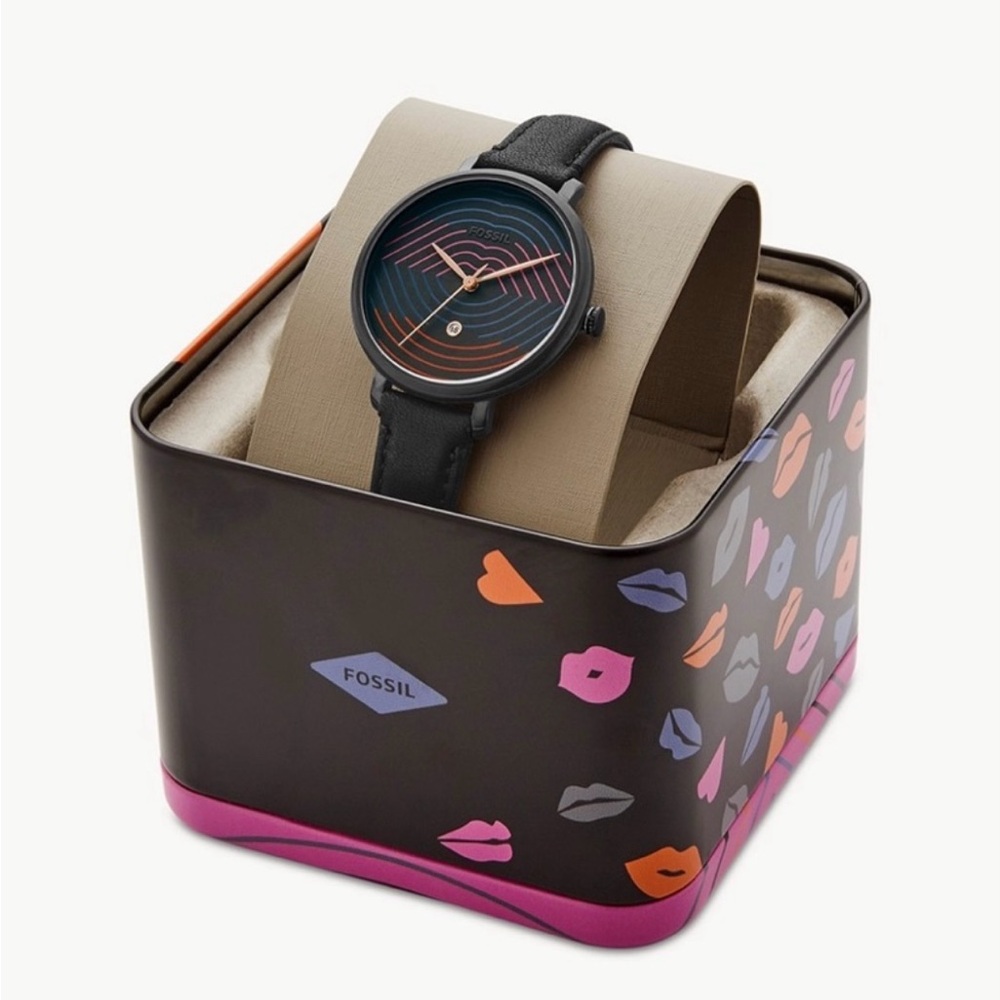 Fossil Limited Edition Jacqueline Three-hand Date Black Leather Watch LE1095